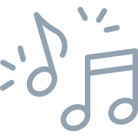Blue music icon with notes